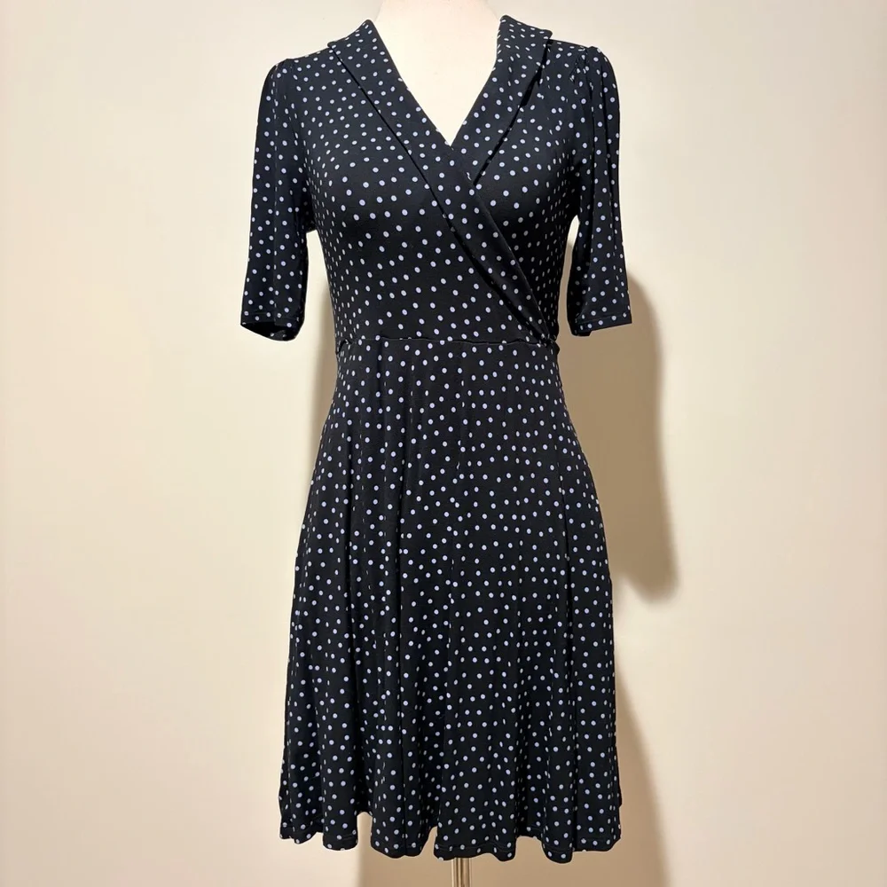 Boden Fixed Wrap Jersey Dress Scattered Polka dot - Picture 6 of 10